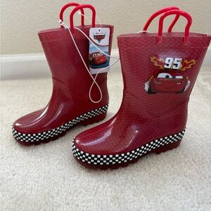 NWT Cars Lightning McQueen red rain boots, sz 11 / 12